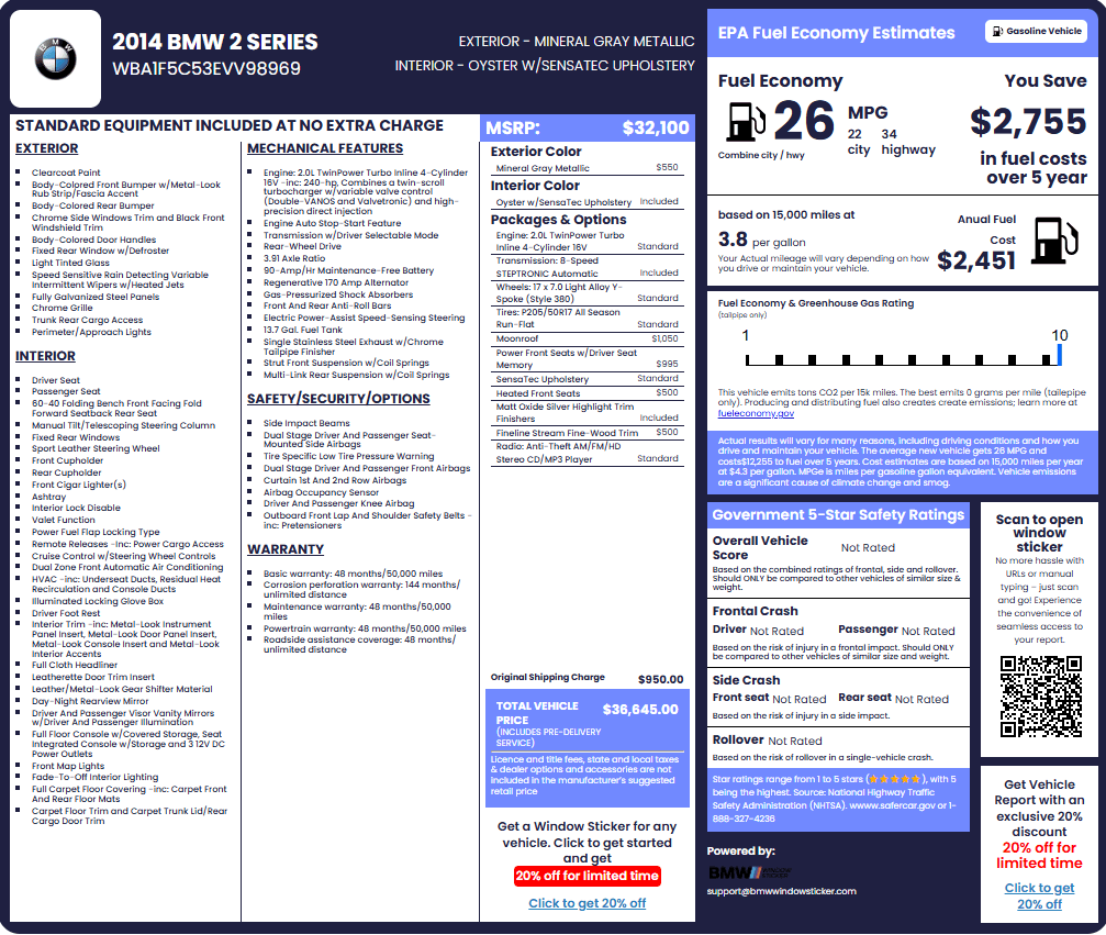 Jeep Window Sticker Sample